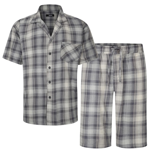 Bigdude Woven Checked Pyjama Set Charcoal